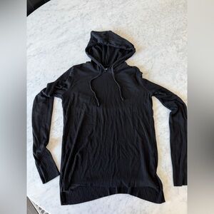 Michael Lauren Ribbed Hooded Top Black Size Medium 🖤